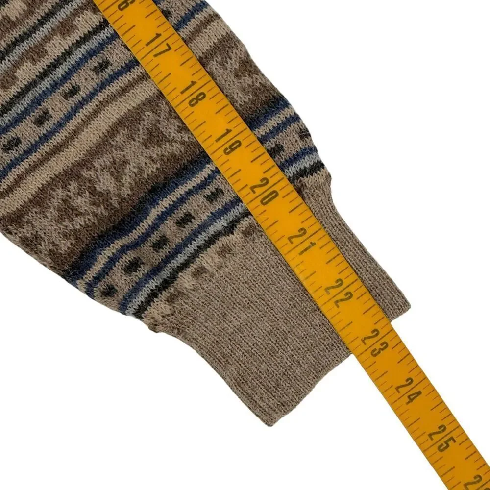 Pure Alpaca Augusto Baby Alpaca Peruvian Geometric Quarter Zip Sweater Beige SM